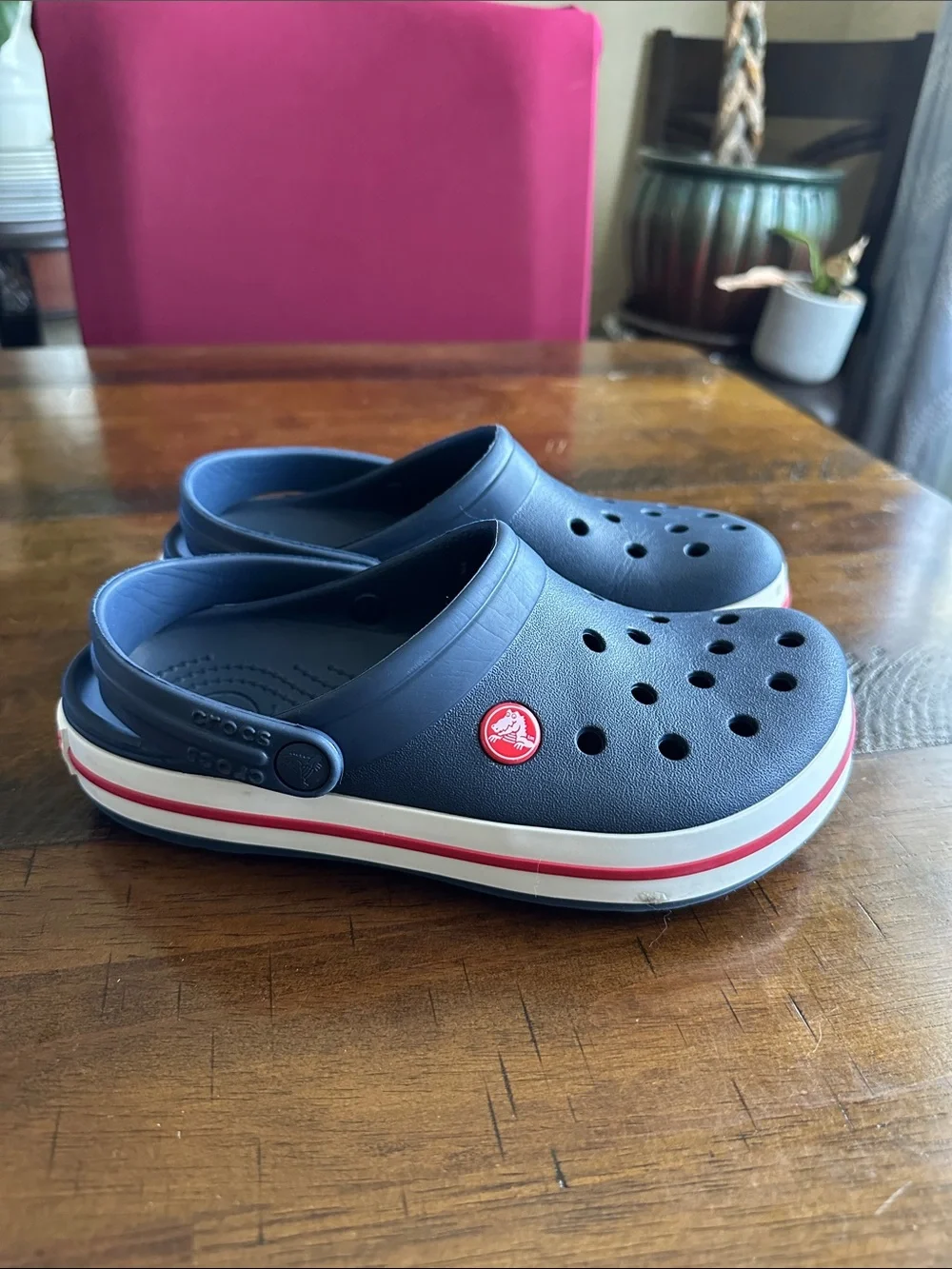 CROCS Kids Navy Clogs with Red Accent